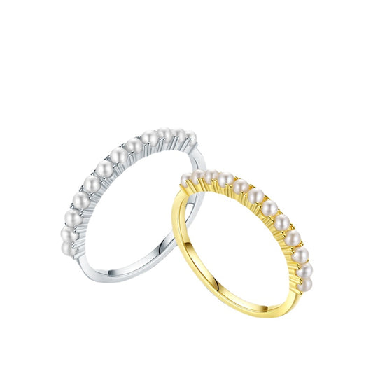 Retro Cool 925 Sterling Silver Pearl Ring for Timeless Elegance