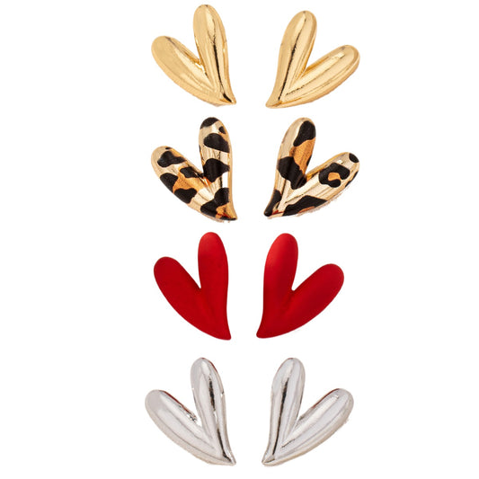 Planderful Vienna Verve Earrings Set – Elegant Metal Love Studs for Women