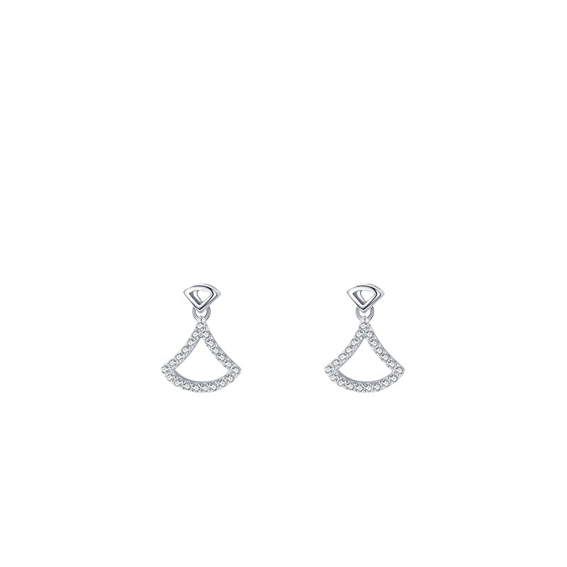 925 Sterling Silver Heart Geometric Zircon Stud Earrings