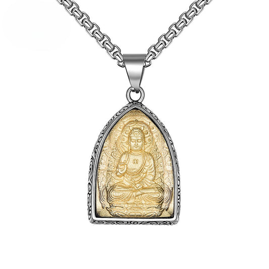 Steel Necklace – Elegant Buddha Pendant Necklace For Men Everyday Wear Gift Durable Tarnish-Resistant