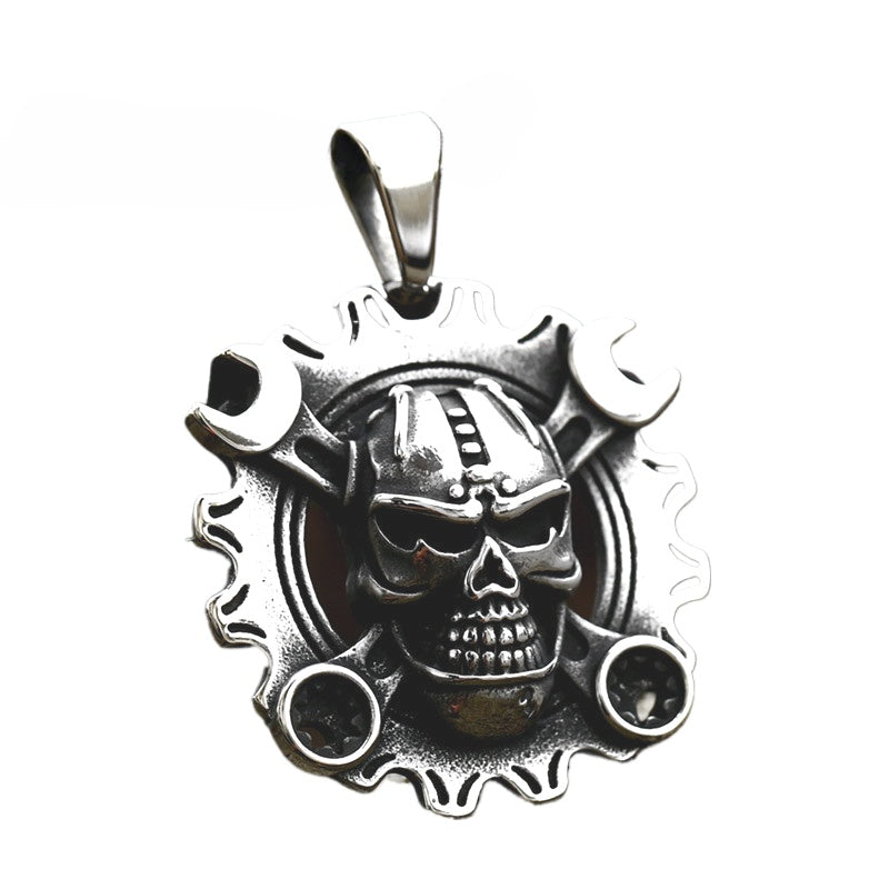 Retro Skull Pendant in Titanium Steel for Men - Cross-Border Stainless Steel Wrench Movement Accessories