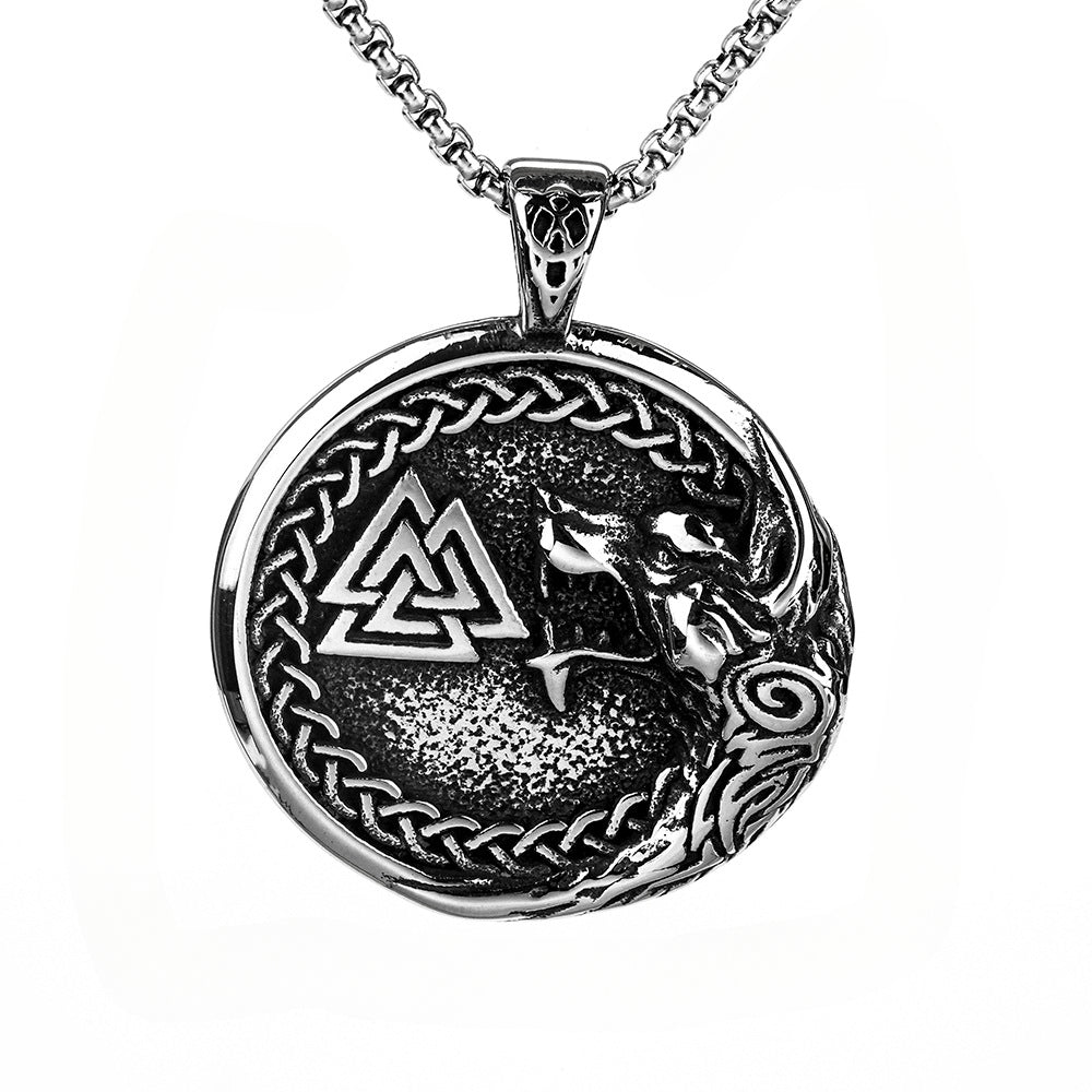 Nordic Retro Stainless Steel Men's Pendant Viking Necklace