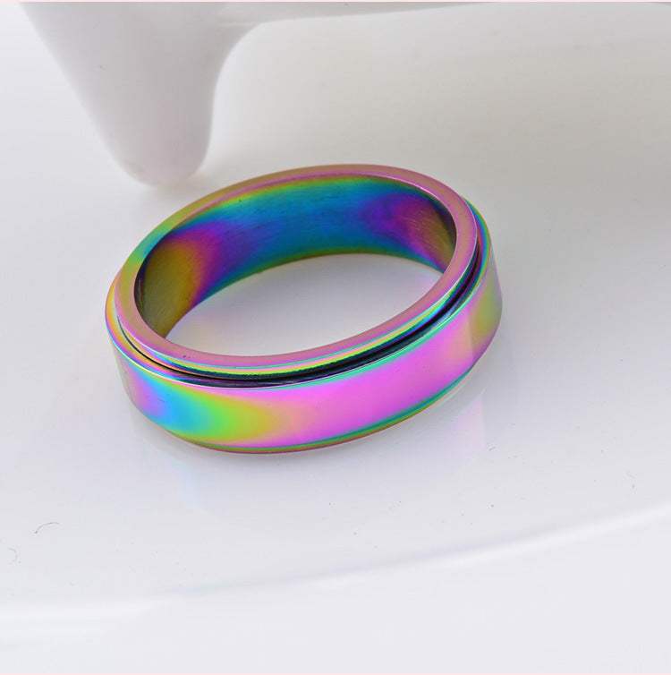 Stainless Steel 6mm Plated Colorful Rotatable Ring for Men