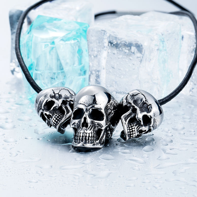 Rebel Spirit Men's Skull Pendant - Customizable Stainless Steel Punk Jewelry