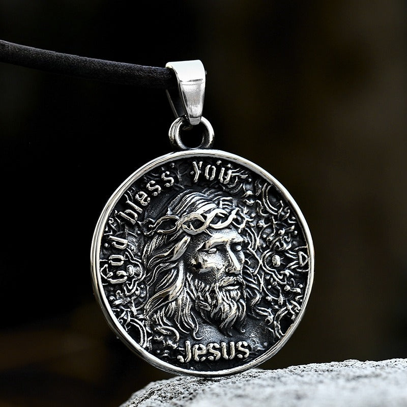 Stainless Steel Cast Portrait Pendant – Titanium Steel Round Item Necklace