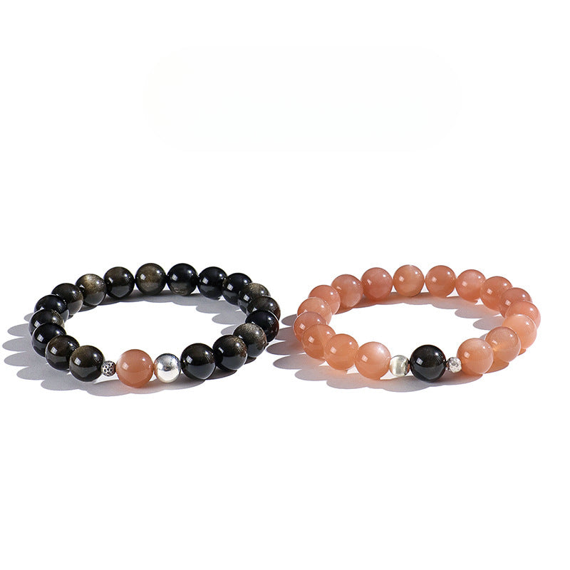 Planderful Fortune's Favor Bracelet – Elegant Beaded Design with Obsidian and Sun Stone