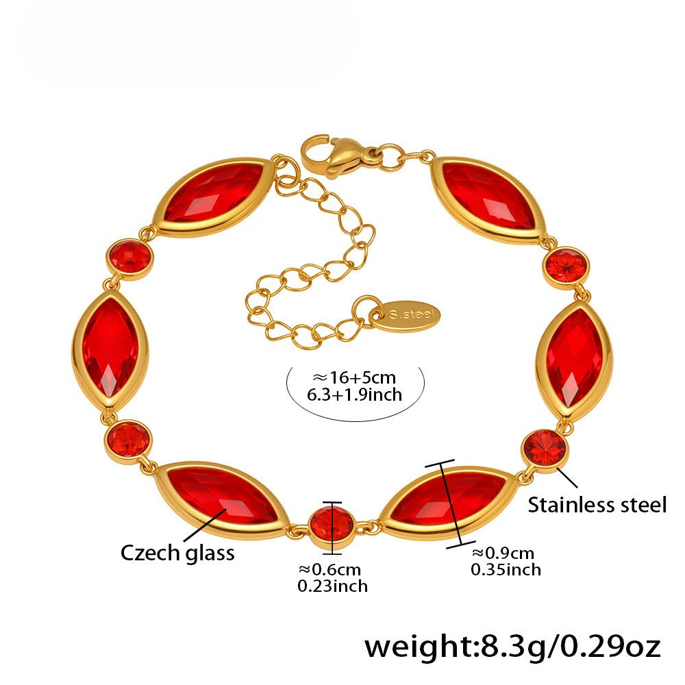 Planderful Crystal Glass Bracelet Luxury 18K Gold Women