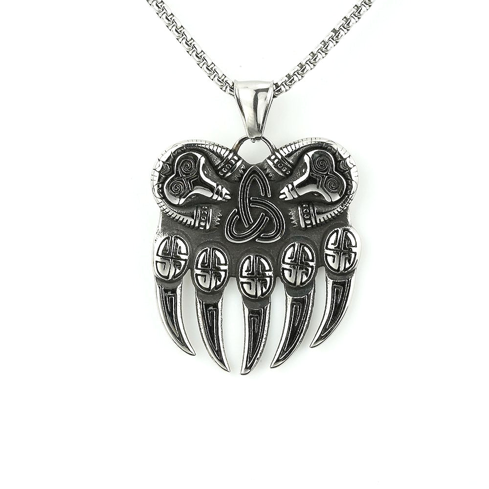 Vintage Nordic Men's Stainless Steel Viking Pendant Necklace