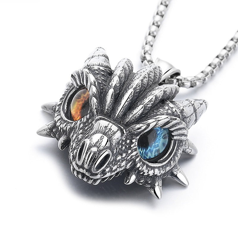 Steel Necklace - Minimalist Dragon Pendant