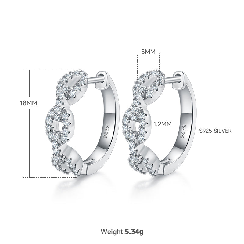 Planderful Moissanite Oval Buckle Hoop Earrings S925 Silver 0.58ct DVVS3EX Sparkling Gift For Her