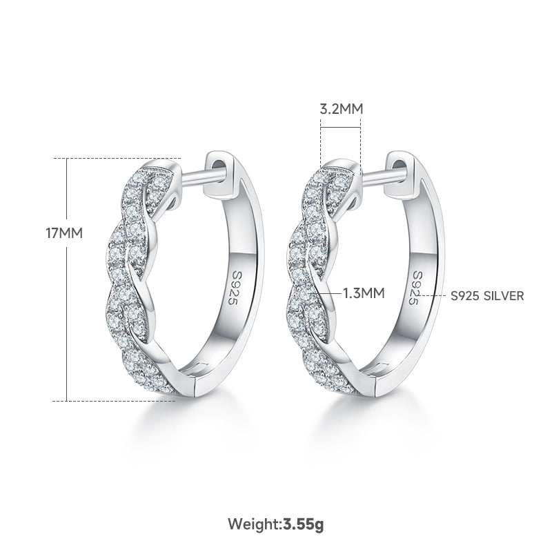 Planderful Shop Moissanite Hoop Earrings S925 Silver Interwoven Design 041Ct Sparkling For Women
