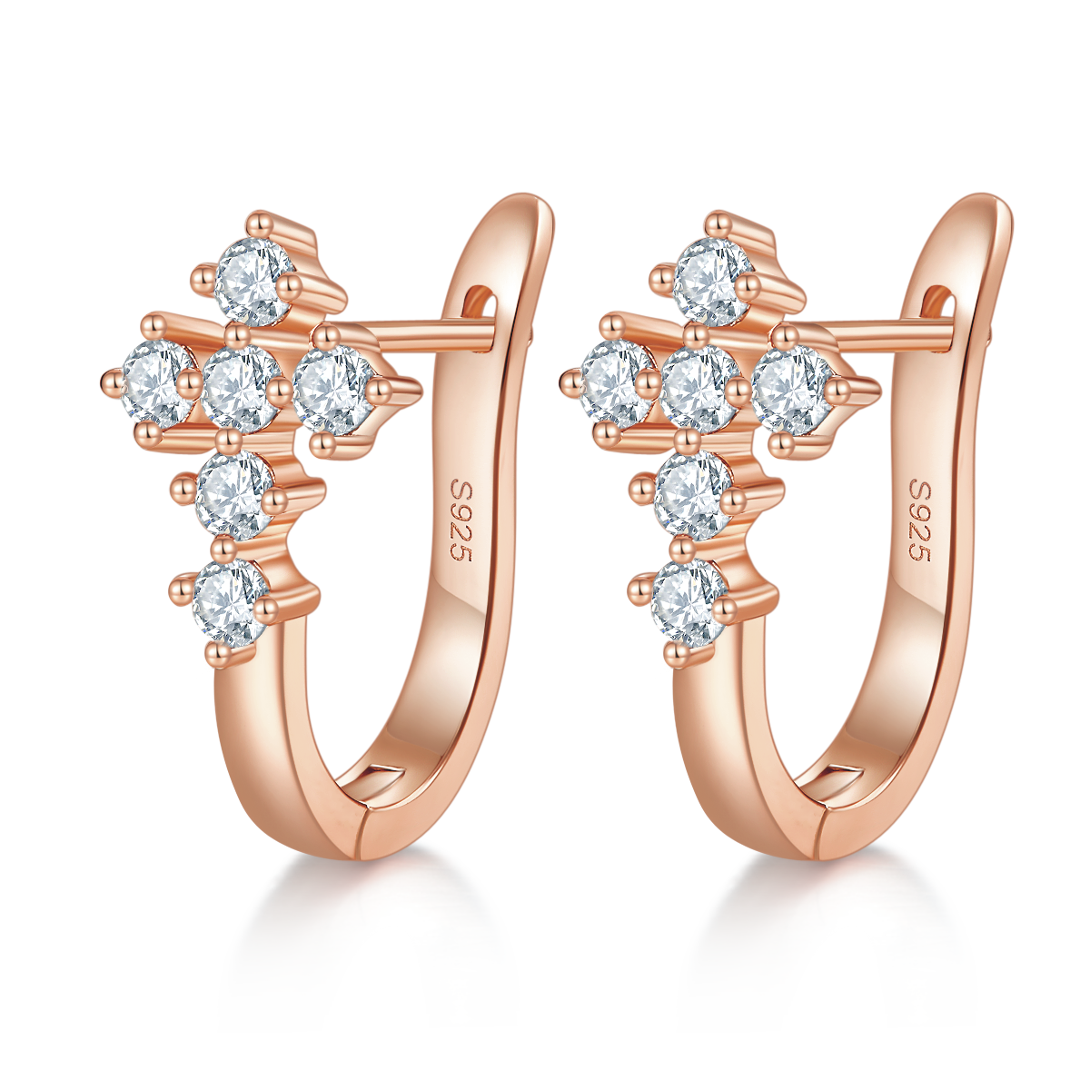 Planderful 0.72ct Moissanite Cross S925 Silver U Shaped Hoop Earrings For Women Sparkling Gift