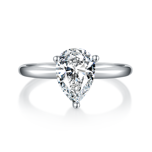 Planderful Sparkling Moissanite Pear Shape Ring 3.0CT S925 Silver Plated Platinum For Women
