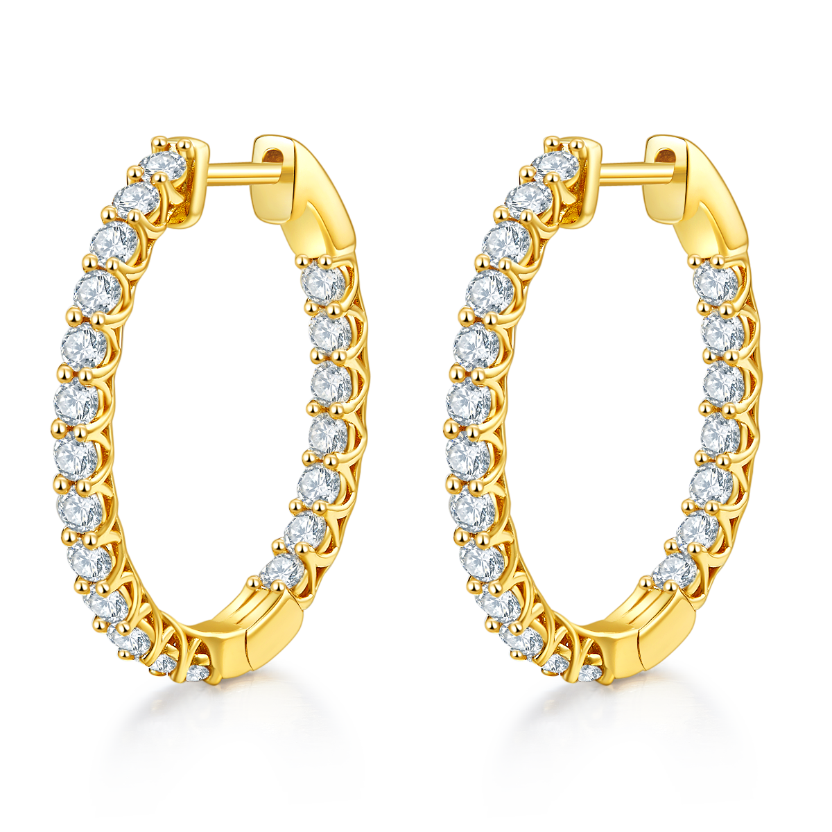 Planderful Moissanite Hoop Earrings 1.8CT Round Sparkling Sterling Silver For Women