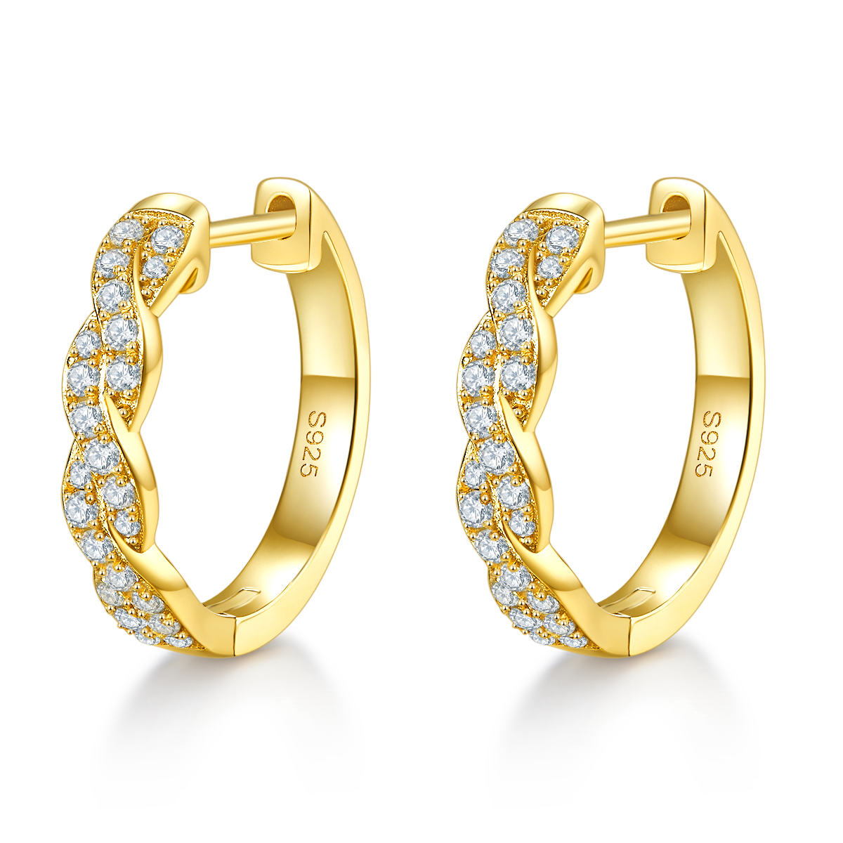 Planderful Shop Moissanite Hoop Earrings S925 Silver Interwoven Design 041Ct Sparkling For Women