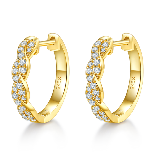 Planderful Shop Moissanite Hoop Earrings S925 Silver Interwoven Design 041Ct Sparkling For Women