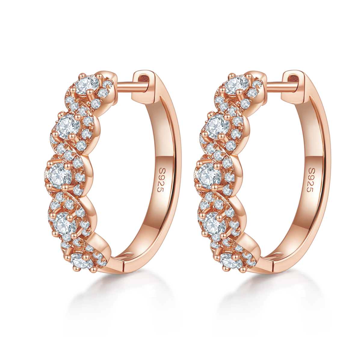 Planderful Moissanite Hoop Earrings With Halo In S925 Silver 1.02CT Round Sparkle Gift For Her