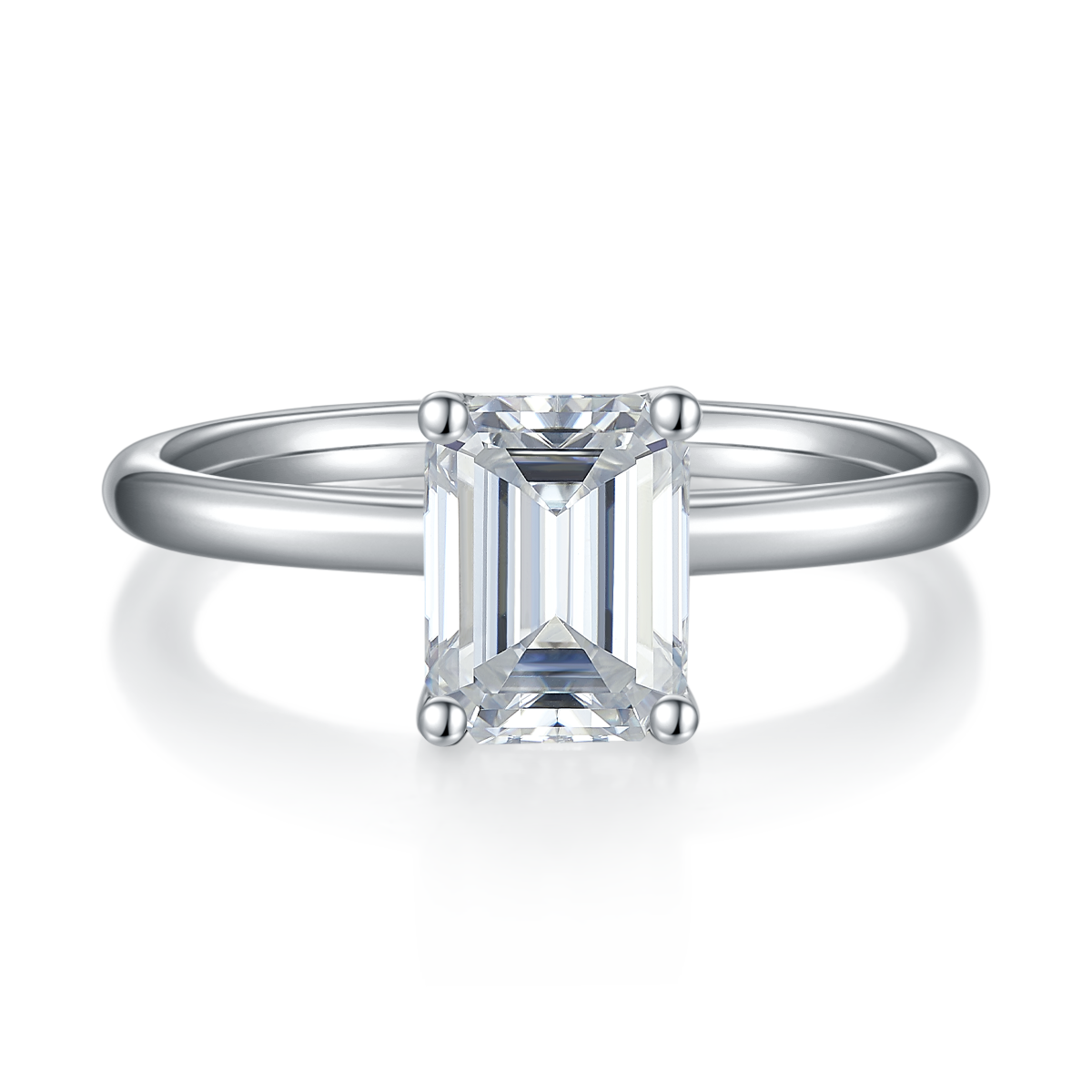 Planderful Moissanite Emerald Cut Ring 3.0CT S925 Silver Plated Platinum For Women Sparkling Luxury