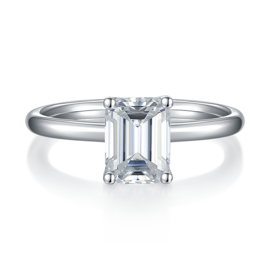 Planderful Moissanite Emerald Cut Ring 3.0CT S925 Silver Plated Platinum For Women Sparkling Luxury