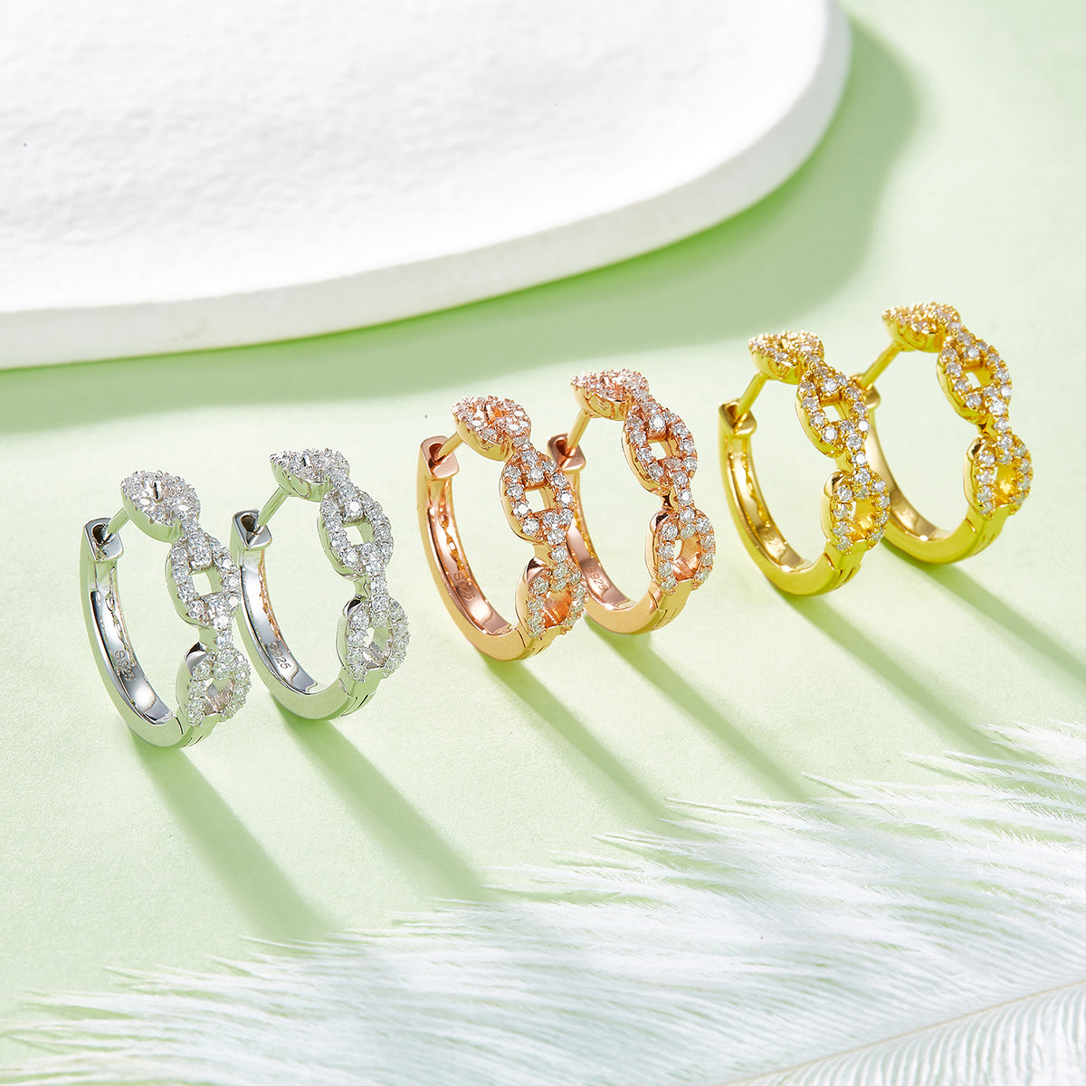 Planderful Moissanite Oval Buckle Hoop Earrings S925 Silver 0.58ct DVVS3EX Sparkling Gift For Her