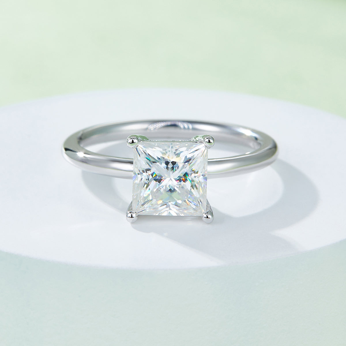 Planderful Moissanite Ring 3.0CT Princess Cut Sparkling S925 Silver Plated Womens Ring For Her