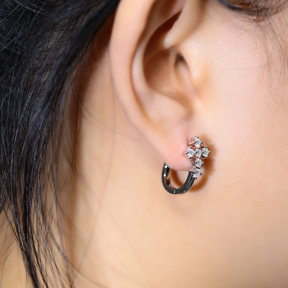 Planderful 0.72ct Moissanite Cross S925 Silver U Shaped Hoop Earrings For Women Sparkling Gift