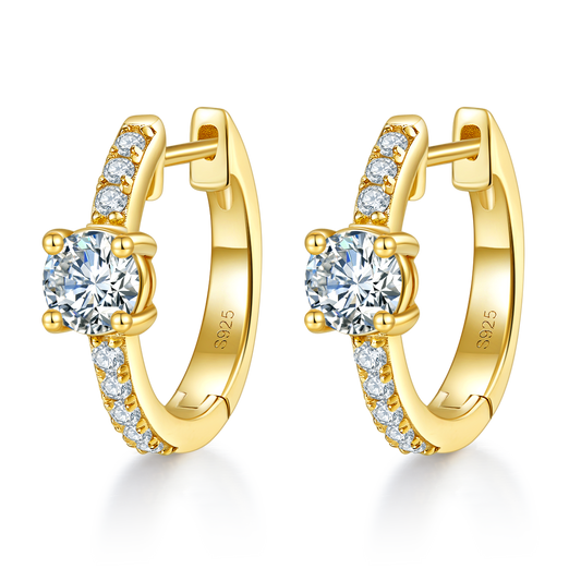 Moissanite Hoop Earrings 1.31 Ct Single Row Sparkling S925 Silver Planderful Shop For Women
