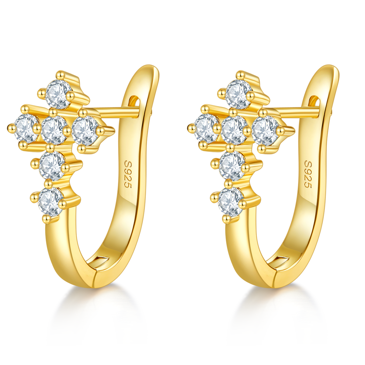 Planderful 0.72ct Moissanite Cross S925 Silver U Shaped Hoop Earrings For Women Sparkling Gift