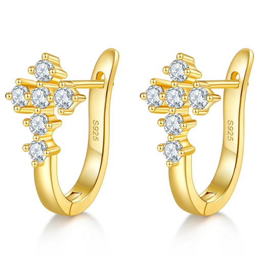 Planderful 0.72ct Moissanite Cross S925 Silver U Shaped Hoop Earrings For Women Sparkling Gift