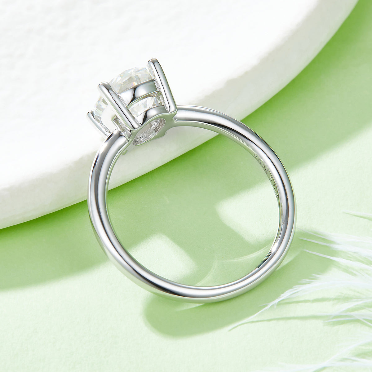 Planderful Shop Moissanite Ring 3.0CT Oval Sparkling S925 Sterling Silver Platinum Plated Women