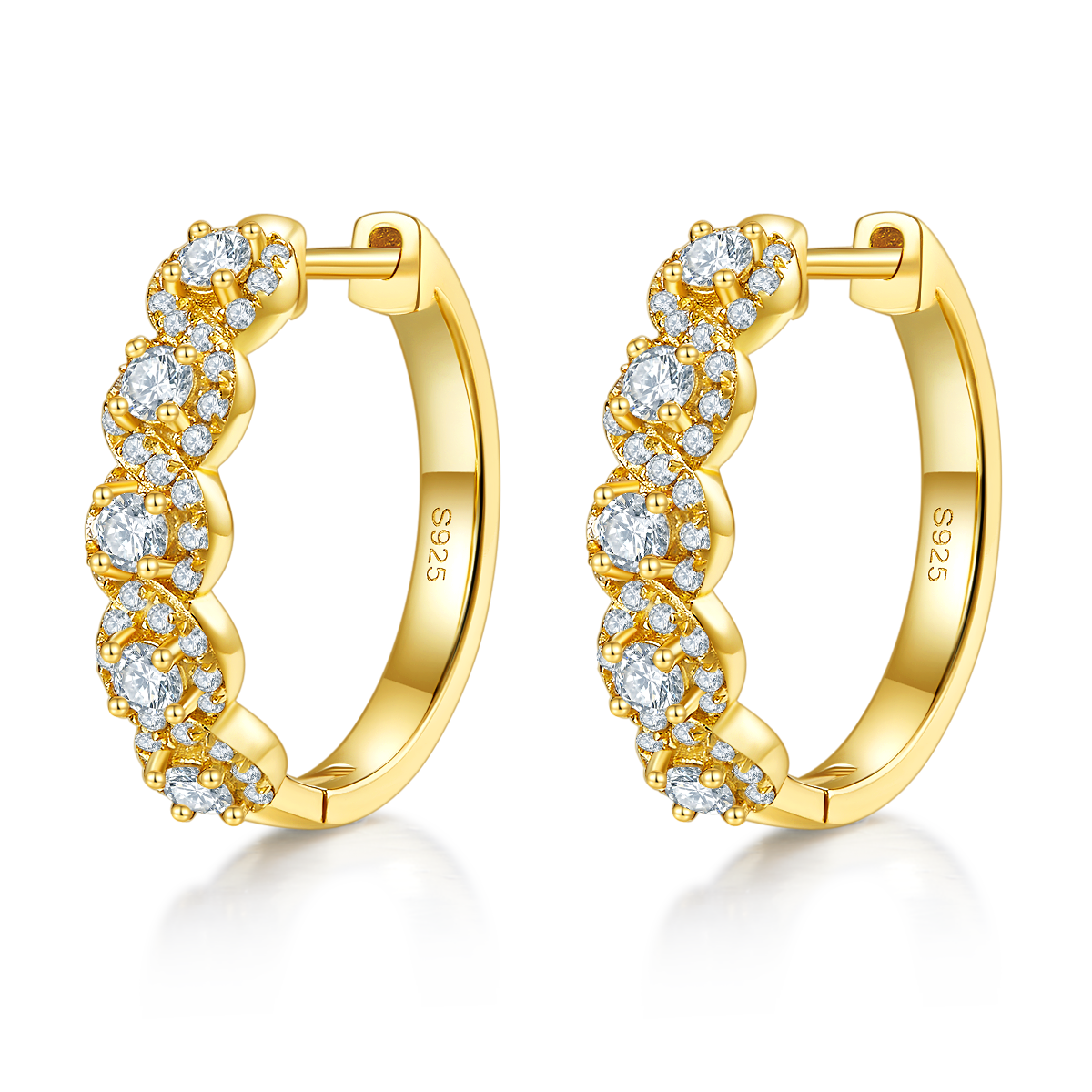 Planderful Moissanite Hoop Earrings With Halo In S925 Silver 1.02CT Round Sparkle Gift For Her