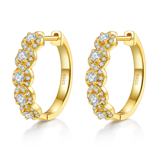 Planderful Moissanite Hoop Earrings With Halo In S925 Silver 1.02CT Round Sparkle Gift For Her