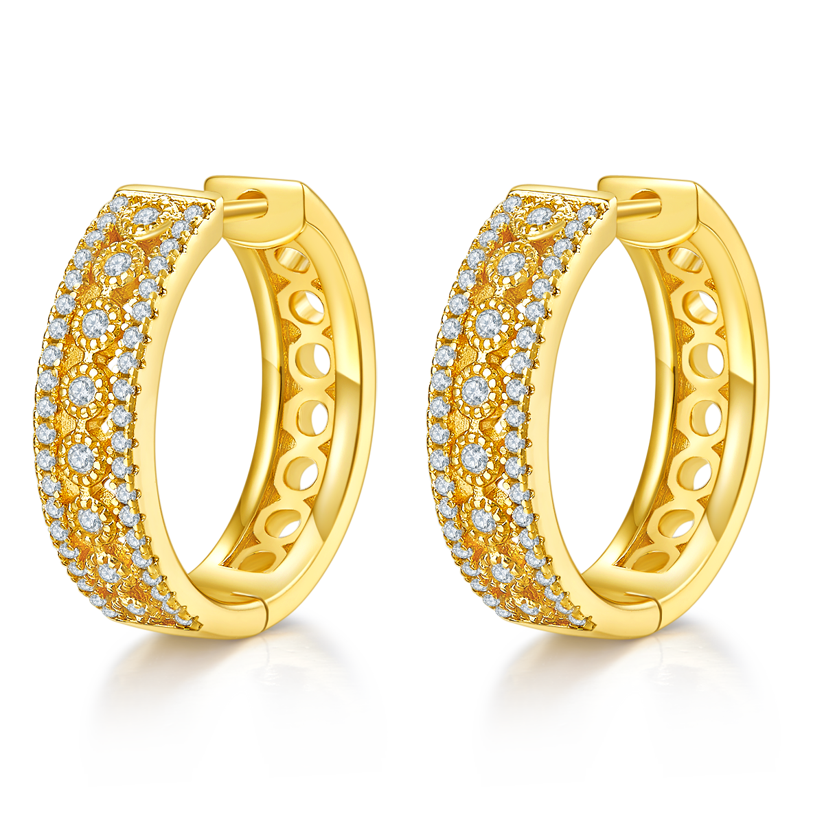 Planderful Moissanite Hoop Earrings 0.74ct Three Row Sterling Silver Sparkling For Women