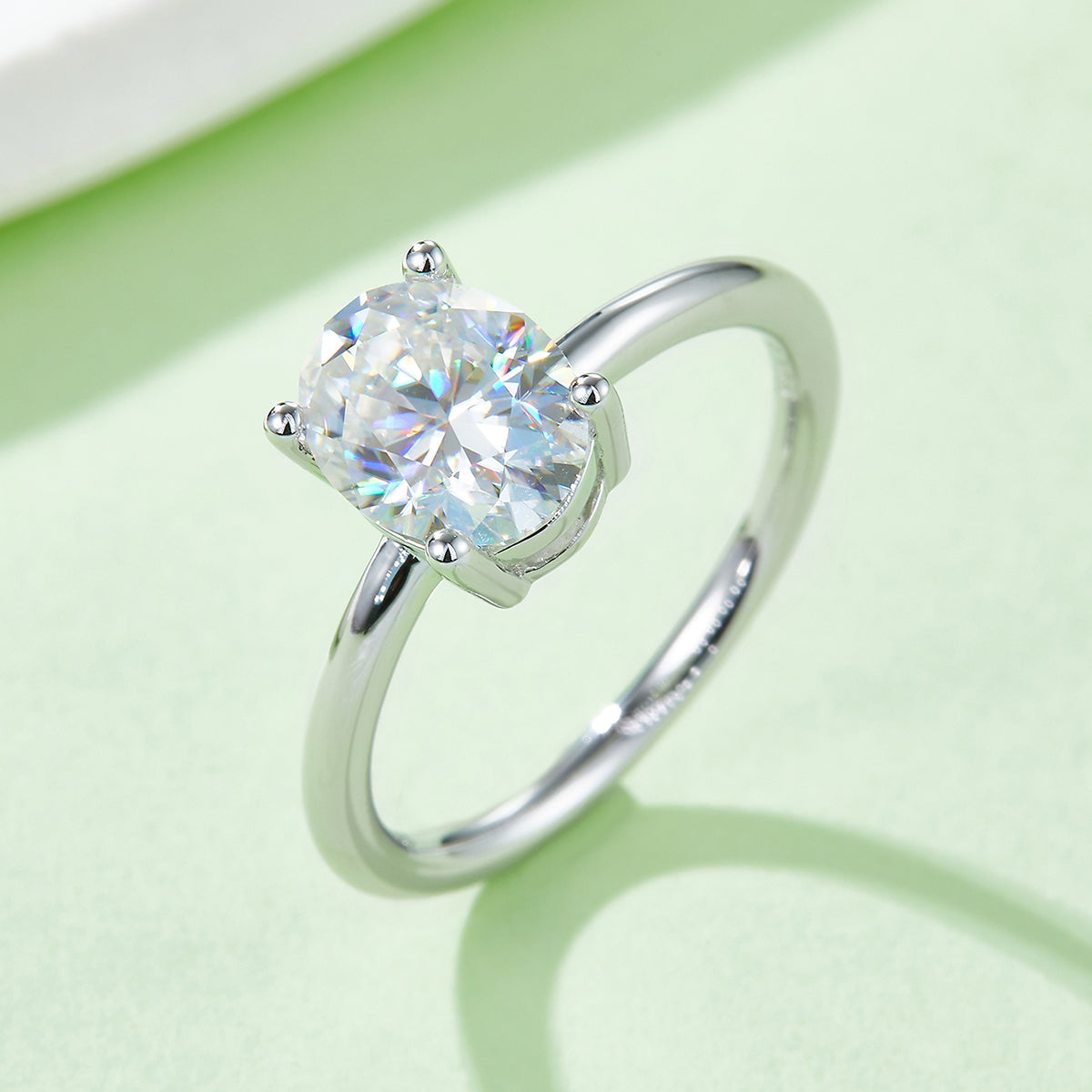 Planderful Shop Moissanite Ring 3.0CT Oval Sparkling S925 Sterling Silver Platinum Plated Women