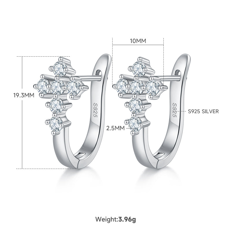 Planderful 0.72ct Moissanite Cross S925 Silver U Shaped Hoop Earrings For Women Sparkling Gift