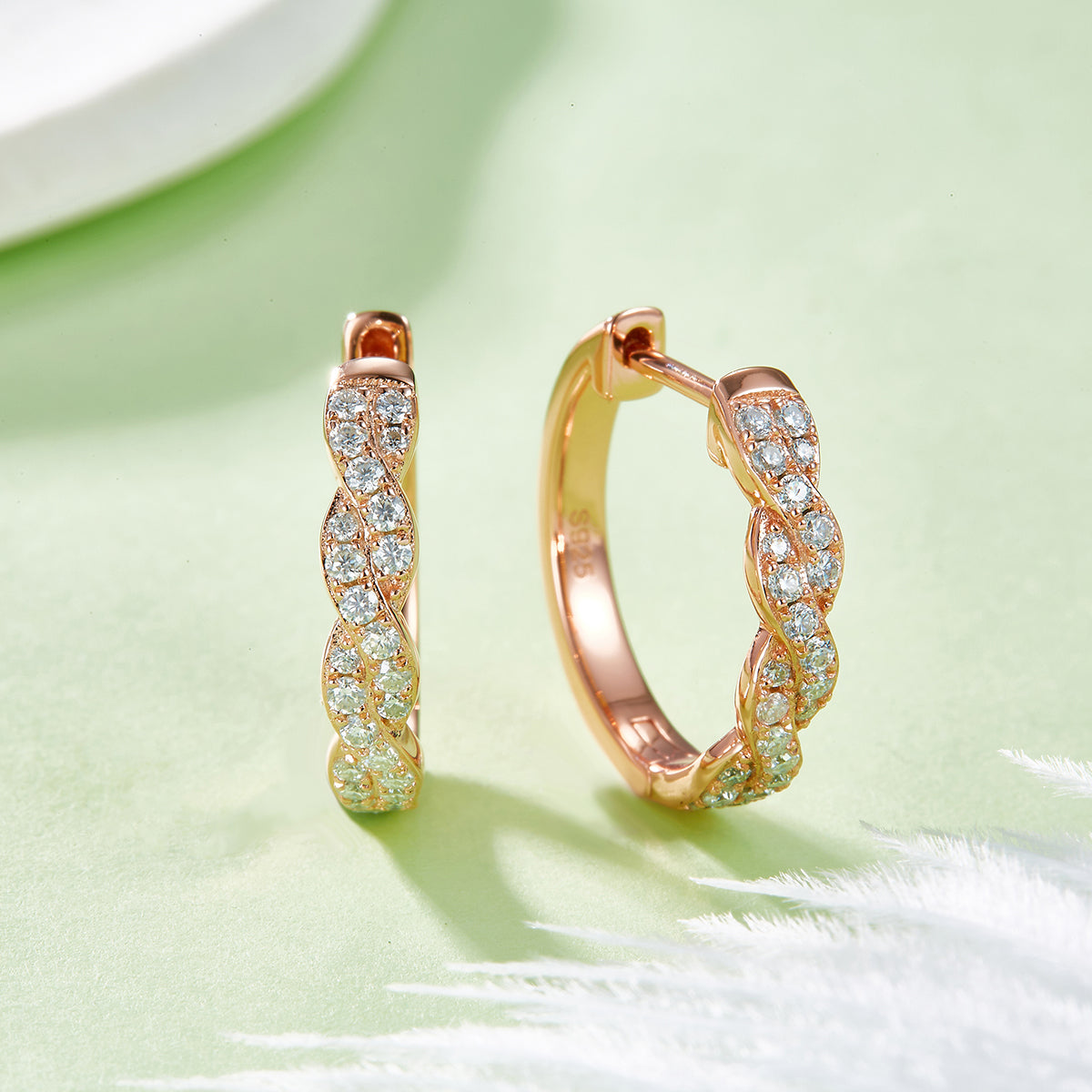 Planderful Shop Moissanite Hoop Earrings S925 Silver Interwoven Design 041Ct Sparkling For Women