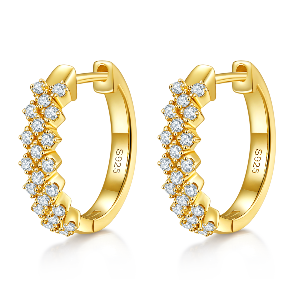 Planderful Moissanite Hoop Earrings 0.51ct Three Row S925 Sterling Silver Sparkling Gift For Her