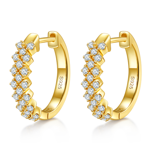 Planderful Moissanite Hoop Earrings 0.51ct Three Row S925 Sterling Silver Sparkling Gift For Her