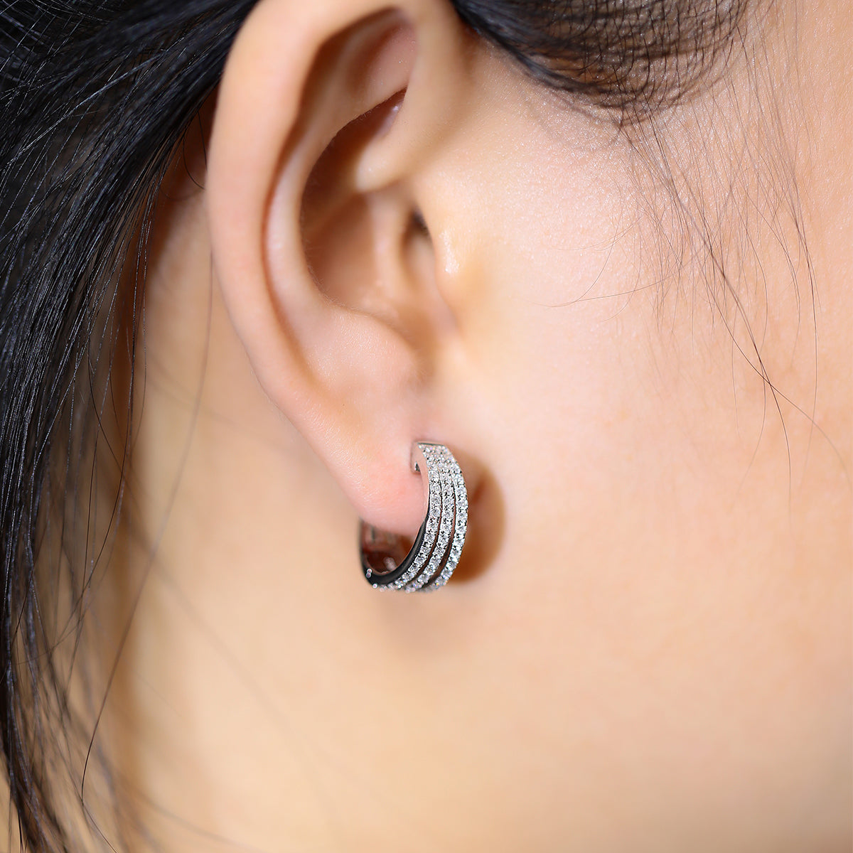 Planderful Moissanite Hoop Earrings S925 Sparkling Women