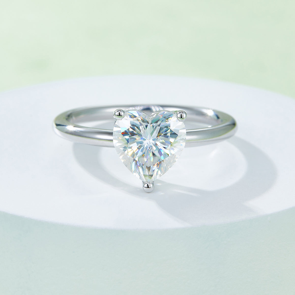 Planderful Moissanite Heart Ring Three Carat For Women Sterling Silver Plated Platinum Sparkle