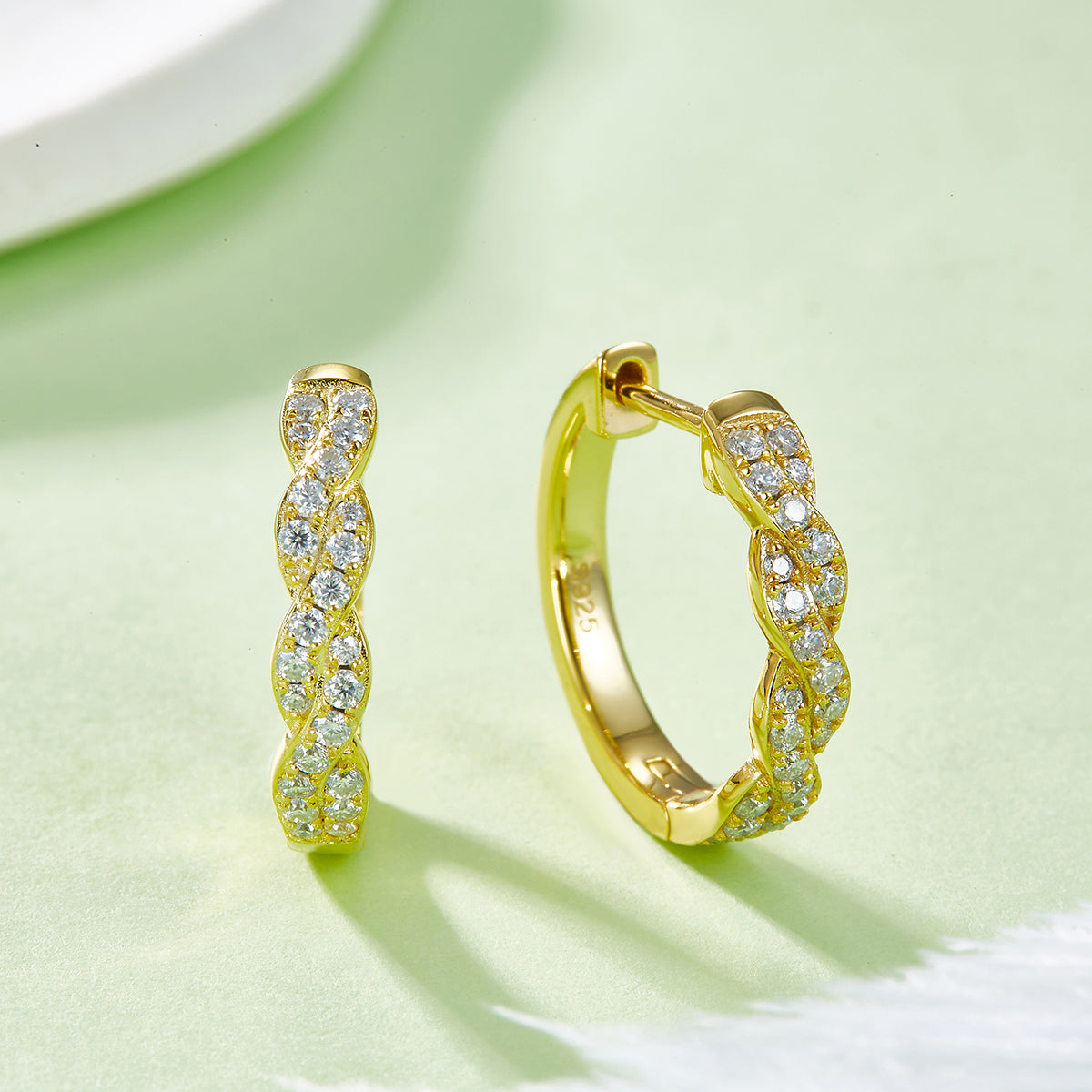 Planderful Shop Moissanite Hoop Earrings S925 Silver Interwoven Design 041Ct Sparkling For Women