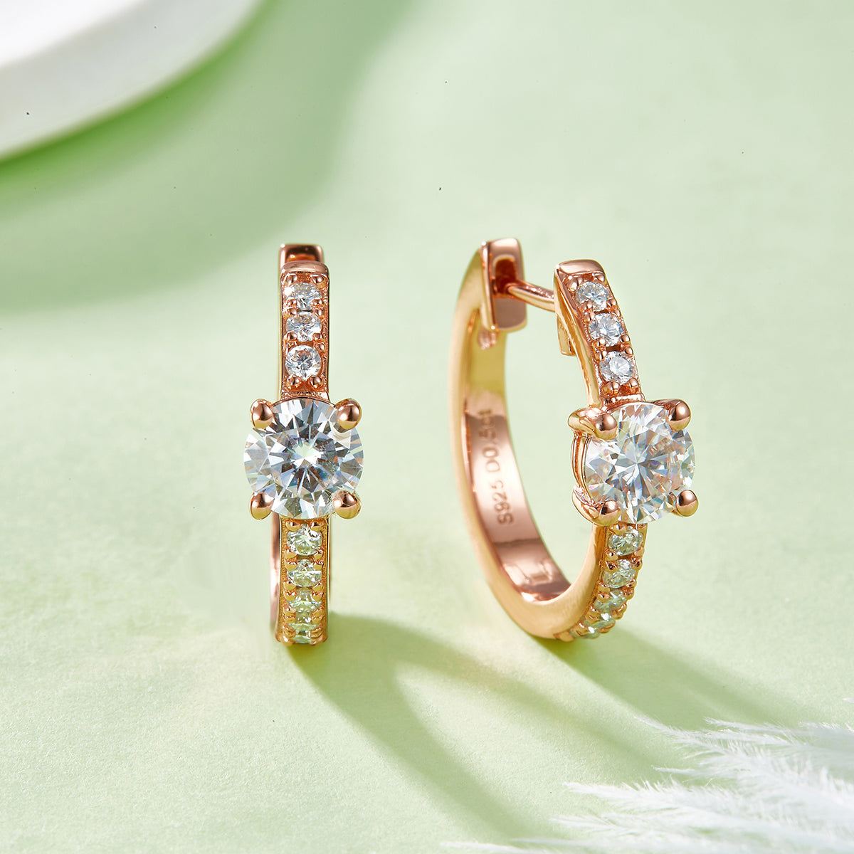 Moissanite Hoop Earrings 1.31 Ct Single Row Sparkling S925 Silver Planderful Shop For Women