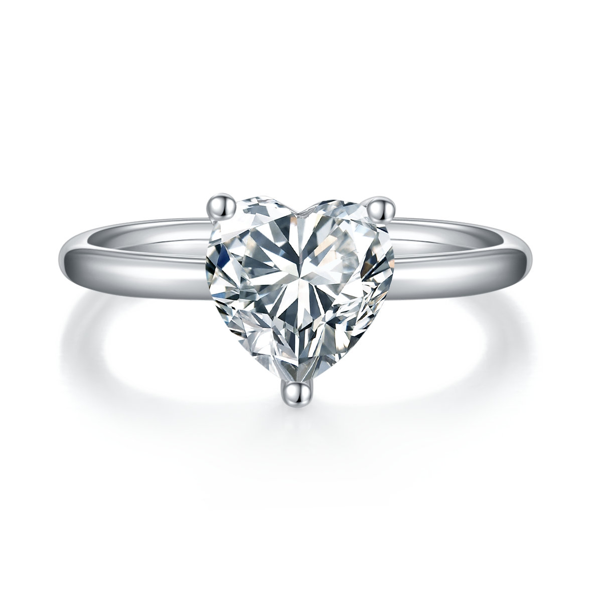 Planderful Moissanite Heart Ring Three Carat For Women Sterling Silver Plated Platinum Sparkle