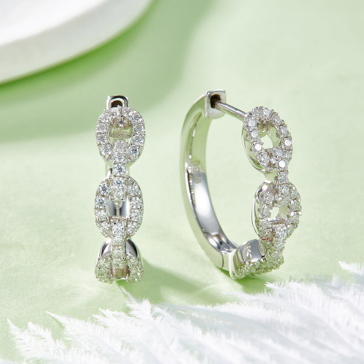 Planderful Moissanite Oval Buckle Hoop Earrings S925 Silver 0.58ct DVVS3EX Sparkling Gift For Her