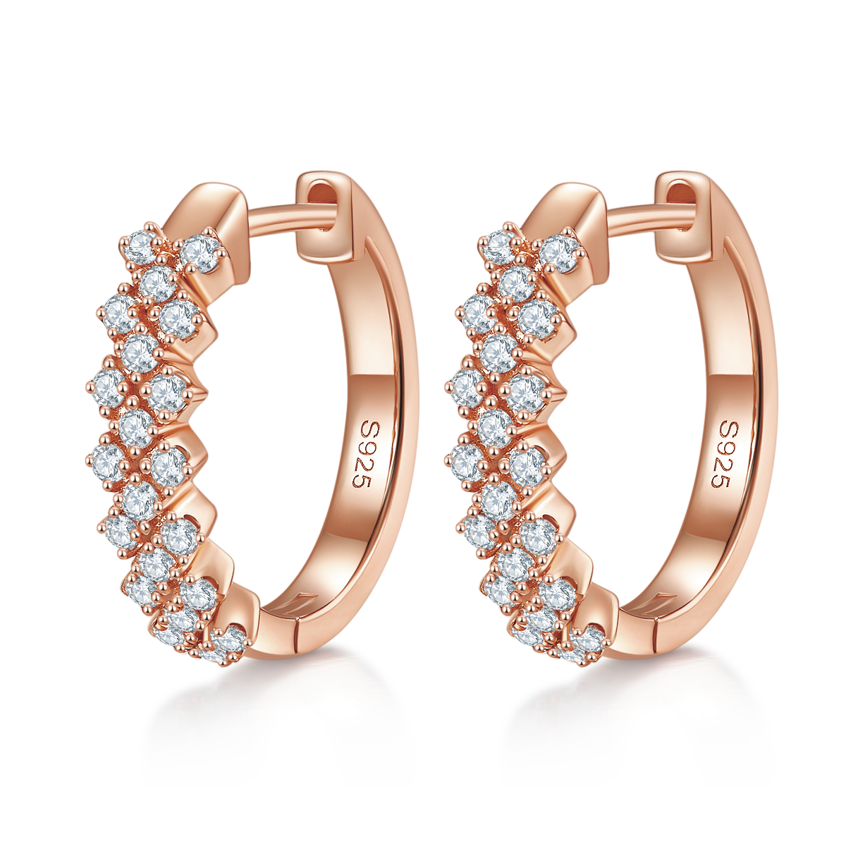 Planderful Moissanite Hoop Earrings 0.51ct Three Row S925 Sterling Silver Sparkling Gift For Her