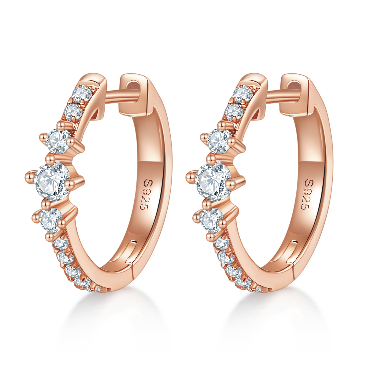 Planderful Moissanite Hoop Earrings 0.52ct Three Round Stones Sparkling Sterling Silver S925 For Women