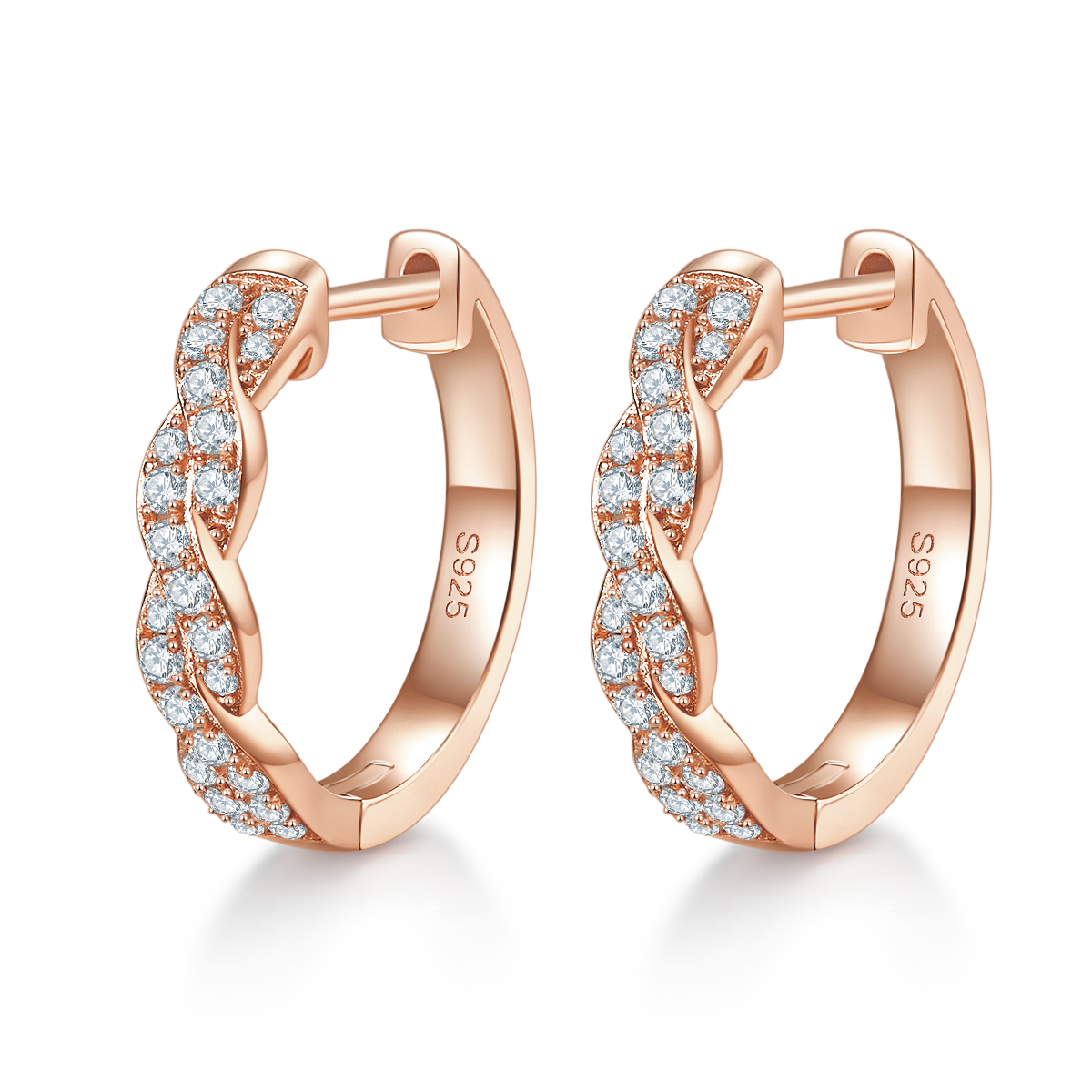 Planderful Shop Moissanite Hoop Earrings S925 Silver Interwoven Design 041Ct Sparkling For Women