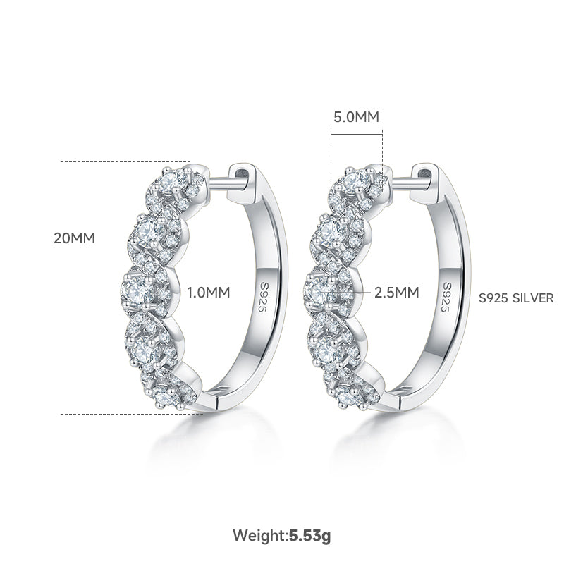 Planderful Moissanite Hoop Earrings With Halo In S925 Silver 1.02CT Round Sparkle Gift For Her