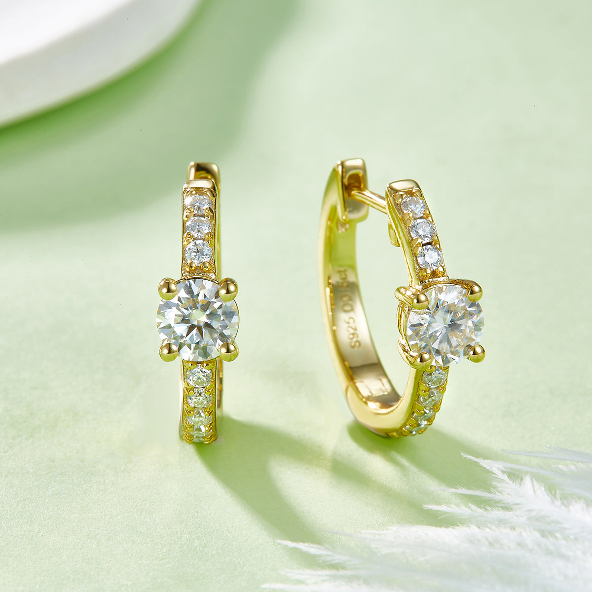 Moissanite Hoop Earrings 1.31 Ct Single Row Sparkling S925 Silver Planderful Shop For Women