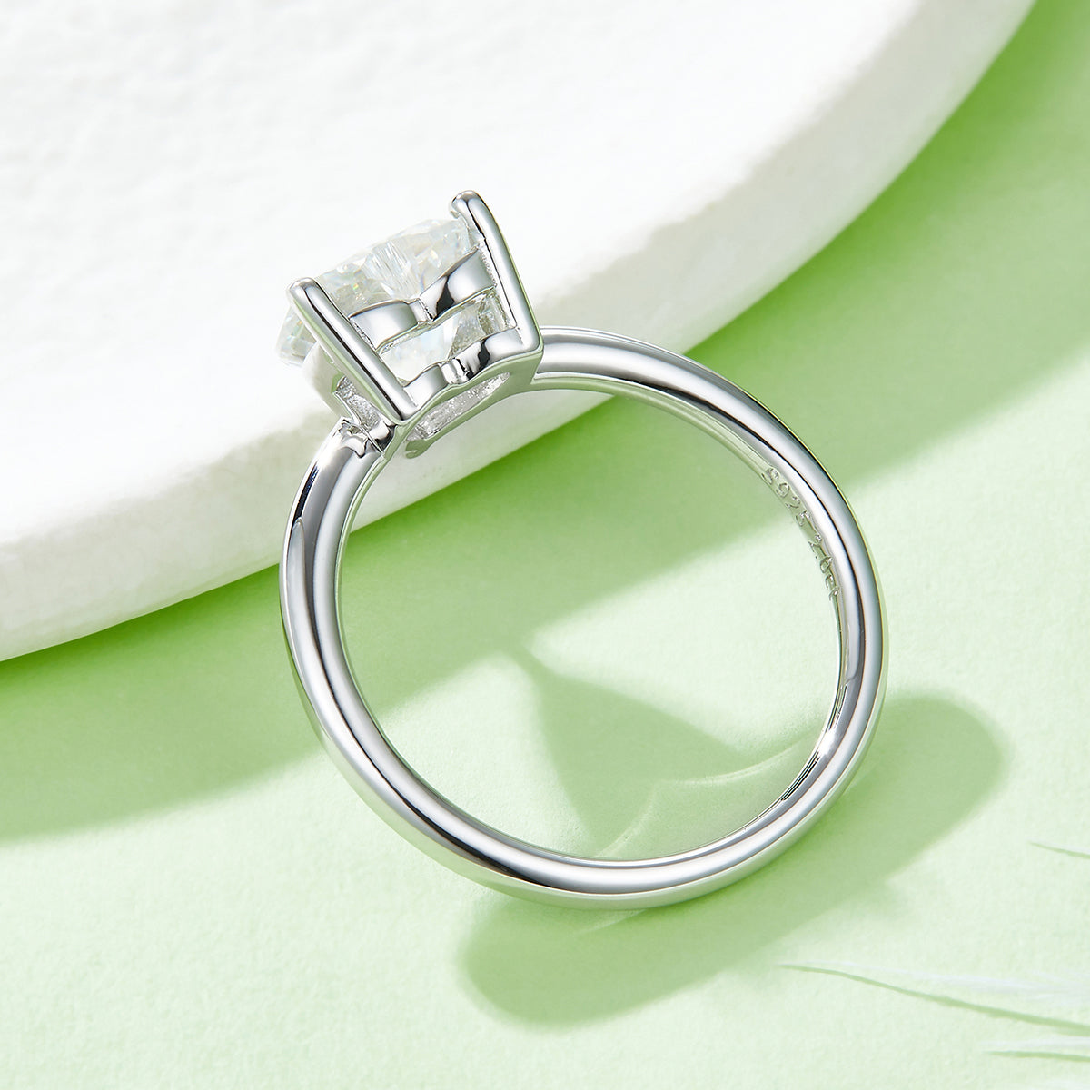 Planderful Moissanite Heart Ring Three Carat For Women Sterling Silver Plated Platinum Sparkle